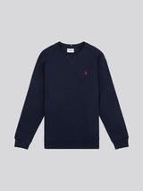 Mens Double Horsemen Sweatshirt Dark Sapphire Navy / Haute Red DHM