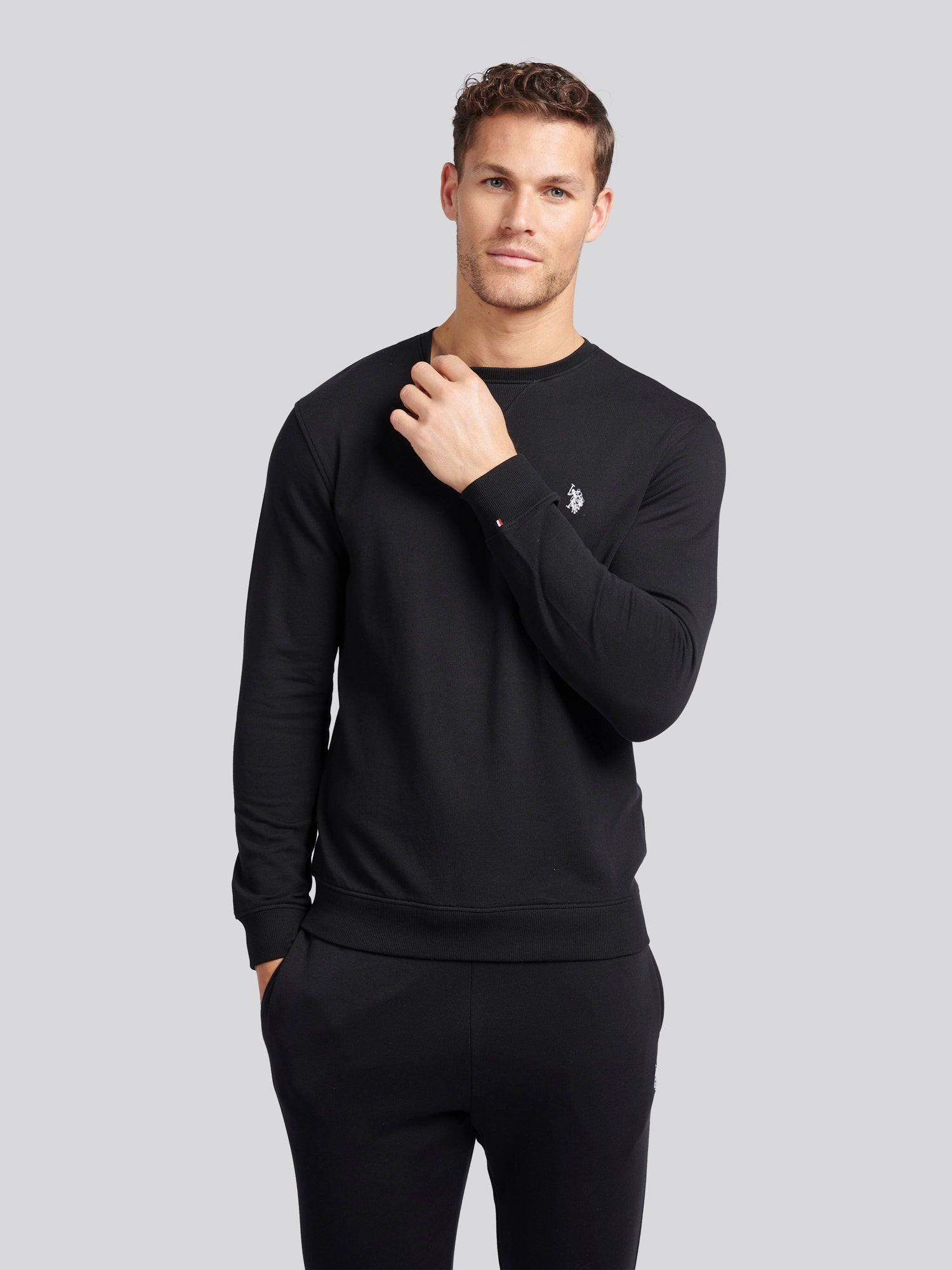 Mens Double Horsemen Sweatshirt Black Bright White DHM
