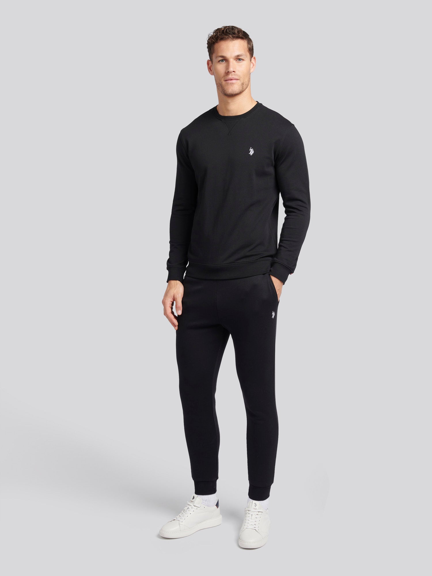Mens Double Horsemen Sweatshirt Black Bright White DHM