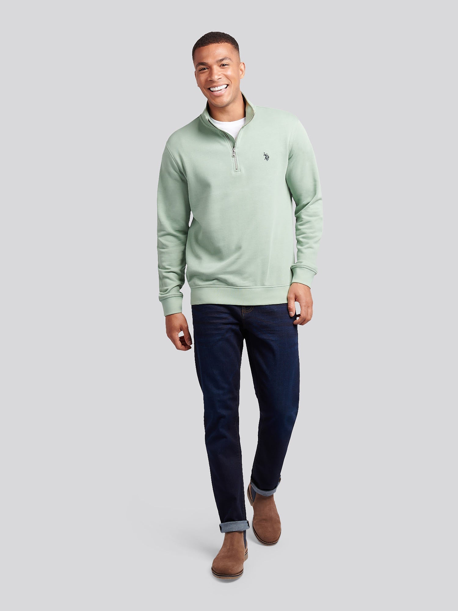 Mens 1/4 Zip Sweatshirt Iceberg Green