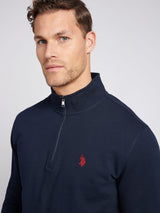 Mens 1/4 Zip Sweatshirt Dark Sapphire Navy / Haute Red DHM