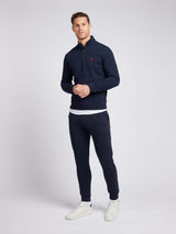 Mens 1/4 Zip Sweatshirt Dark Sapphire Navy / Haute Red DHM