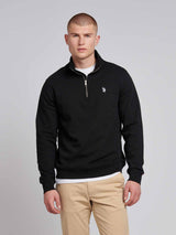 Mens 1/4 Zip Sweatshirt Black Bright White DHM