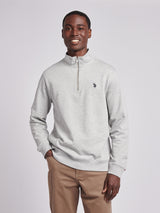 Mens 1/4 Zip Sweatshirt Mid Grey Marl