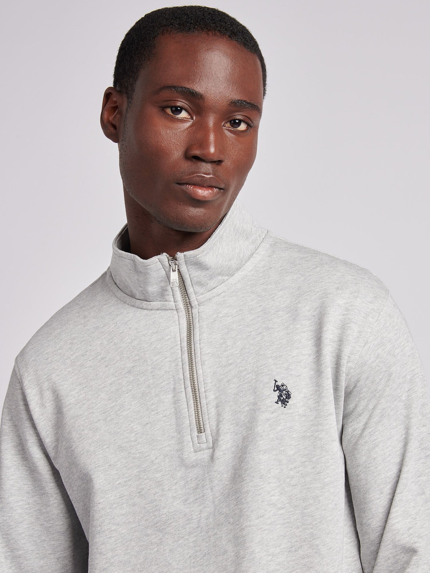 Mens 1/4 Zip Sweatshirt Mid Grey Marl