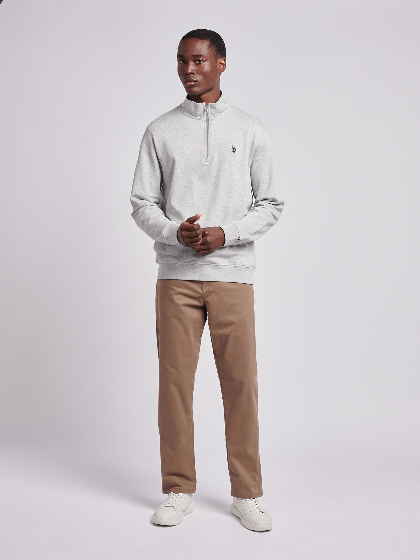 Mens 1/4 Zip Sweatshirt Mid Grey Marl