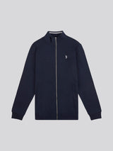 Mens Luxe Double Horsemen Zip Through Funnel Sweatshirt Dark Sapphire Navy / White DHM