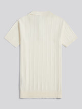 Mens Zip Knit  Polo Shirt Whisper White