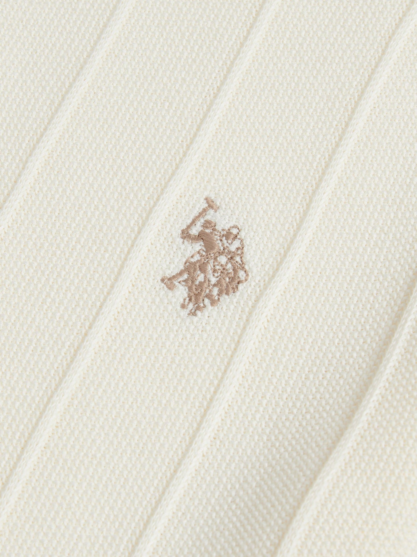 Mens Zip Knit  Polo Shirt Whisper White