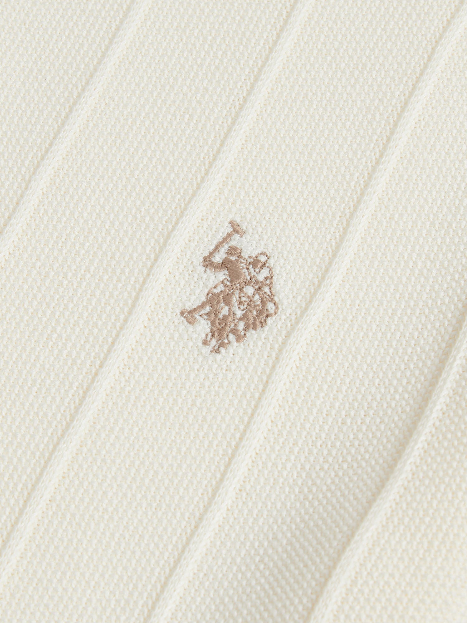 Mens Zip Knit  Polo Shirt Whisper White