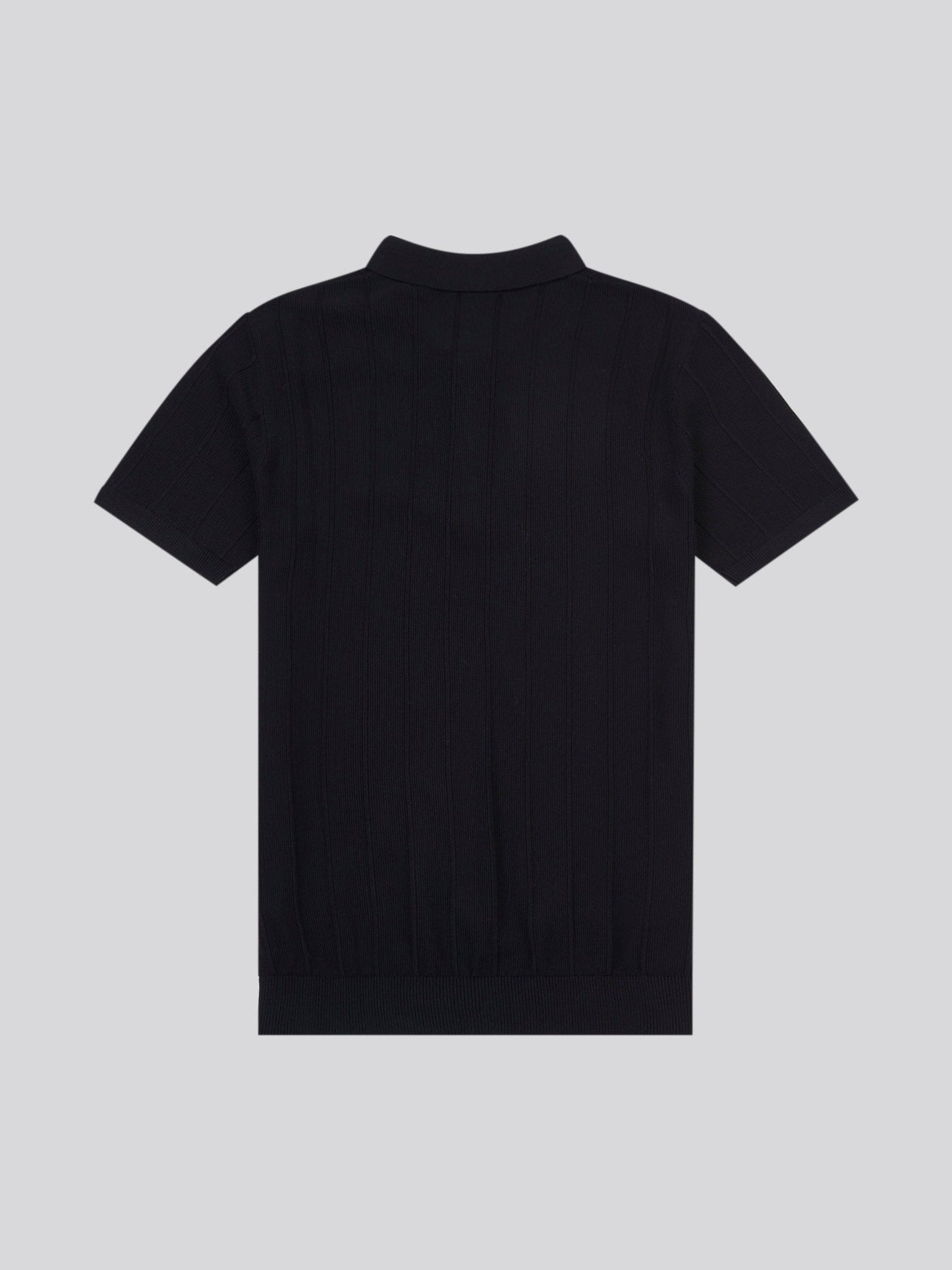 Mens Zip Knit  Polo Shirt Black Bright White DHM