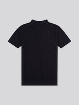 Mens Zip Knit  Polo Shirt Black Bright White DHM