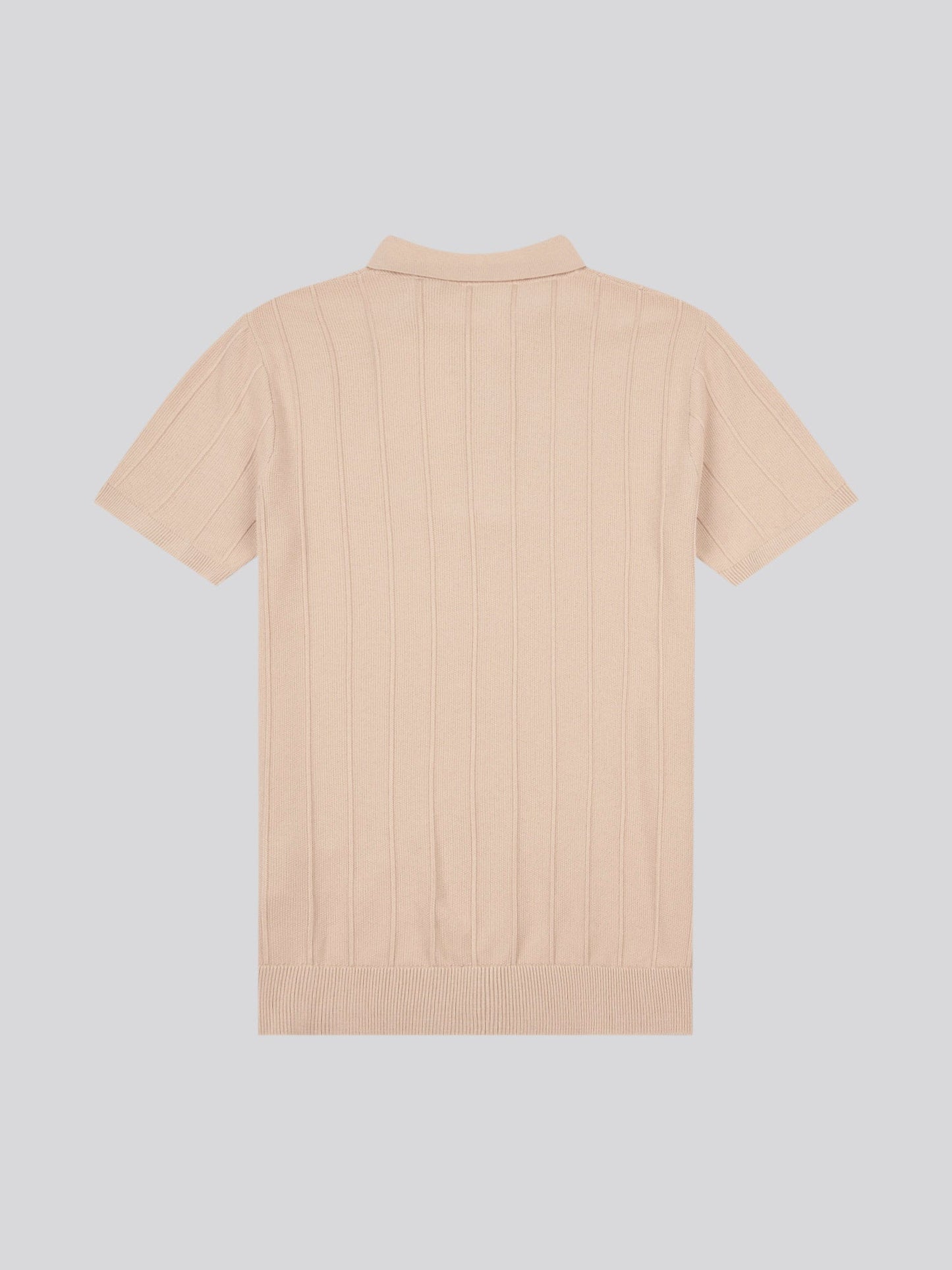 Mens Zip Knit  Polo Shirt Doeskin