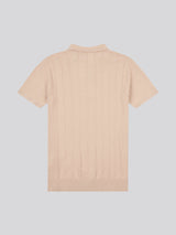 Mens Zip Knit  Polo Shirt Doeskin