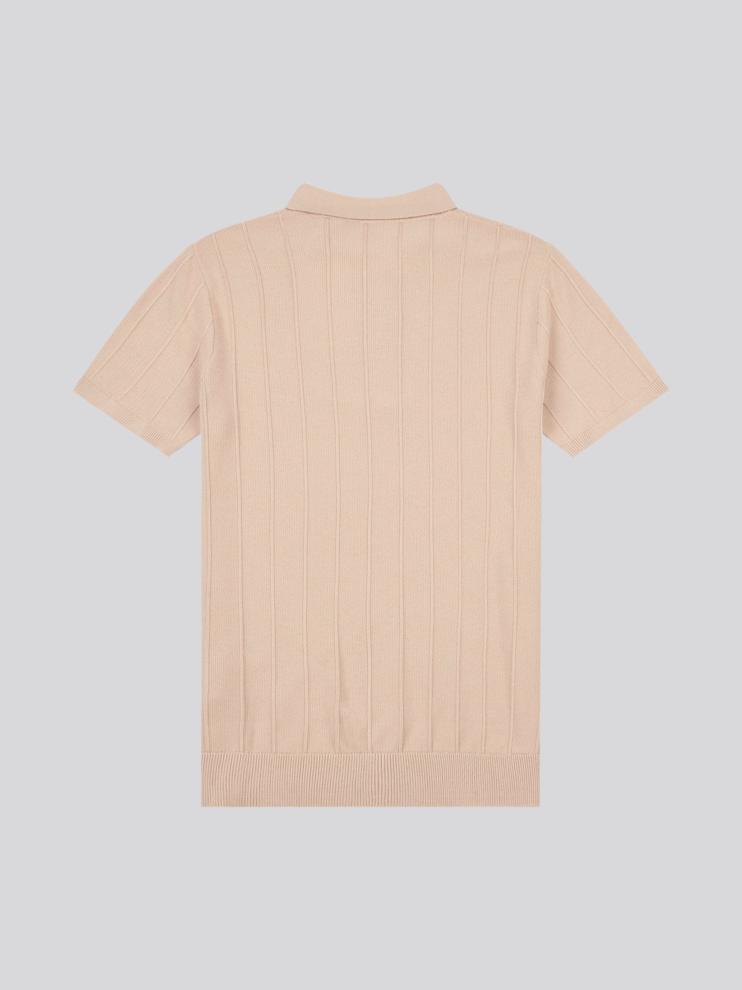 Mens Zip Knit  Polo Shirt Doeskin