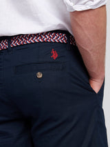 Mens Linen Blend Chino Shorts in Dark Sapphire Navy