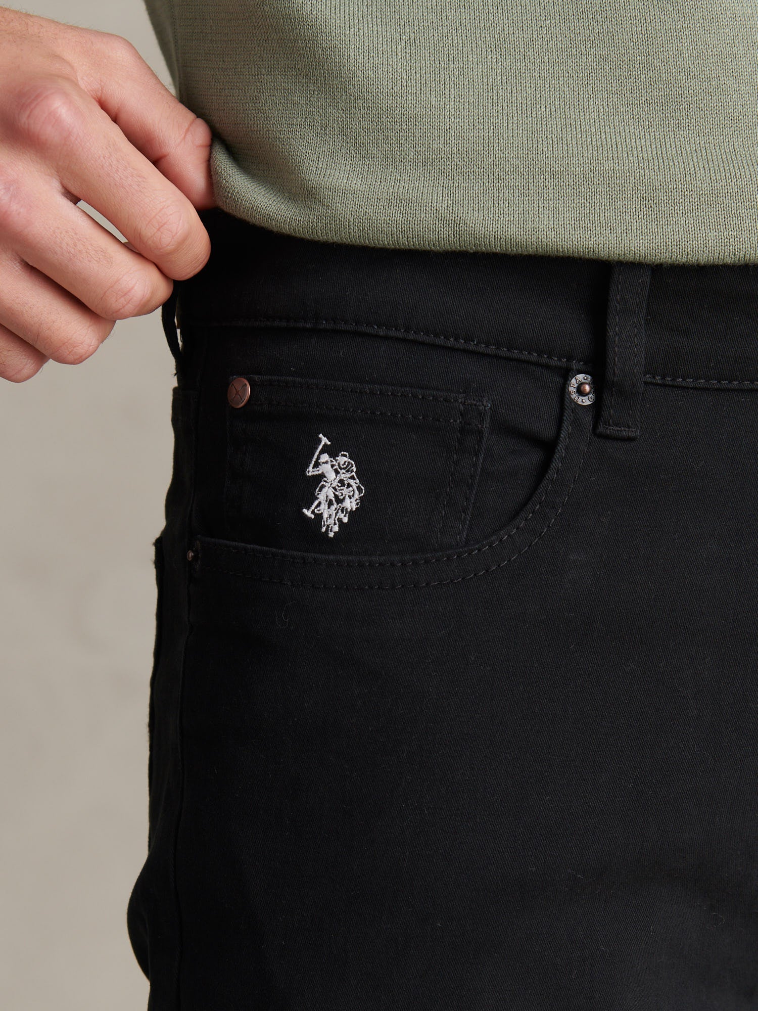 Mens Core 5 Pocket Trouser Black Bright White DHM