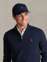 Mens Washed Casual Cap Dark Sapphire Navy / Haute Red DHM