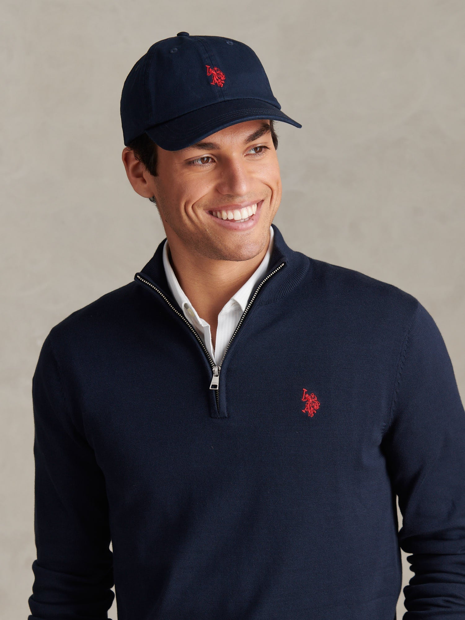 Mens Washed Casual Cap Dark Sapphire Navy / Haute Red DHM