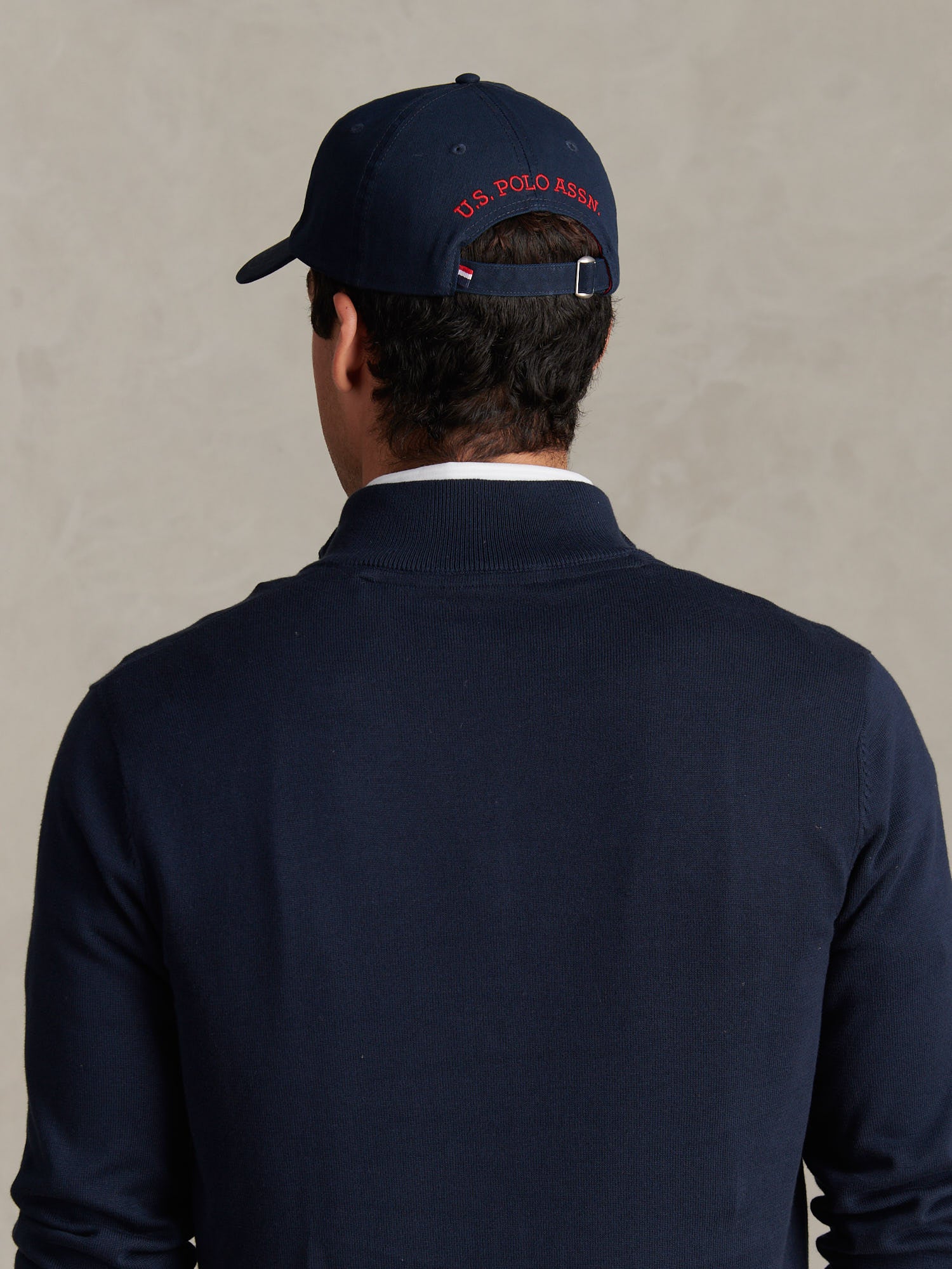Mens Washed Casual Cap Dark Sapphire Navy / Haute Red DHM