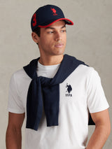 Mens Player 3 Baseball Cap Dark Sapphire Navy / Haute Red DHM