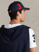 Mens Player 3 Baseball Cap Dark Sapphire Navy / Haute Red DHM