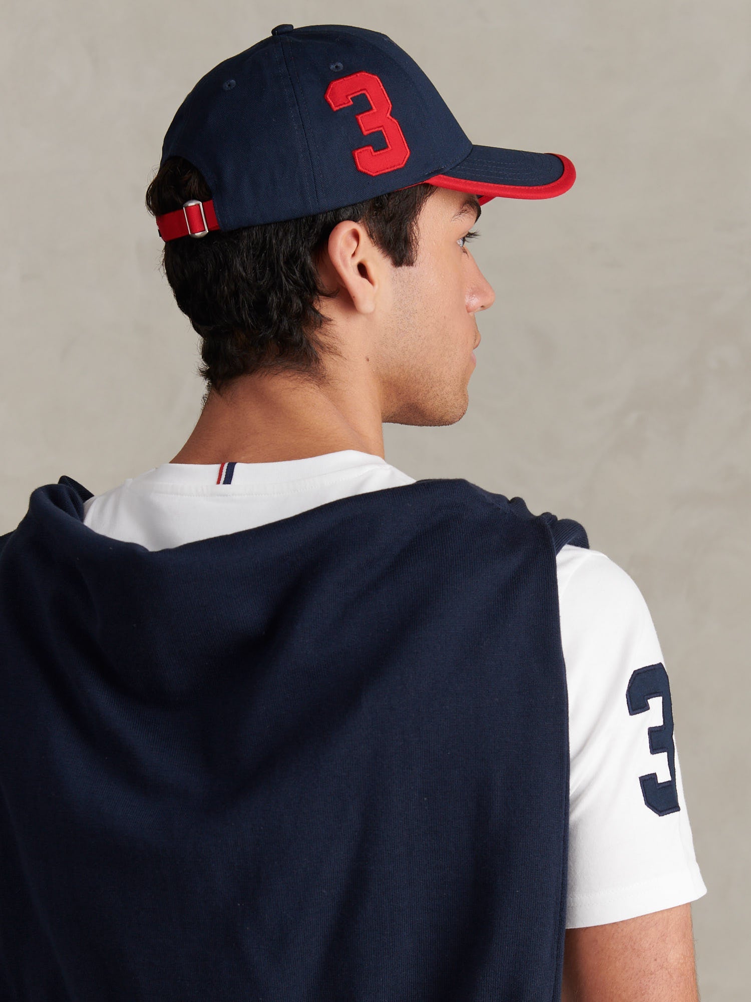 Mens Player 3 Baseball Cap Dark Sapphire Navy / Haute Red DHM