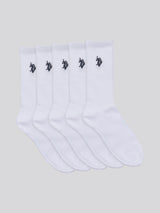 Mens Five Pack Classic Sports Socks in Bright White