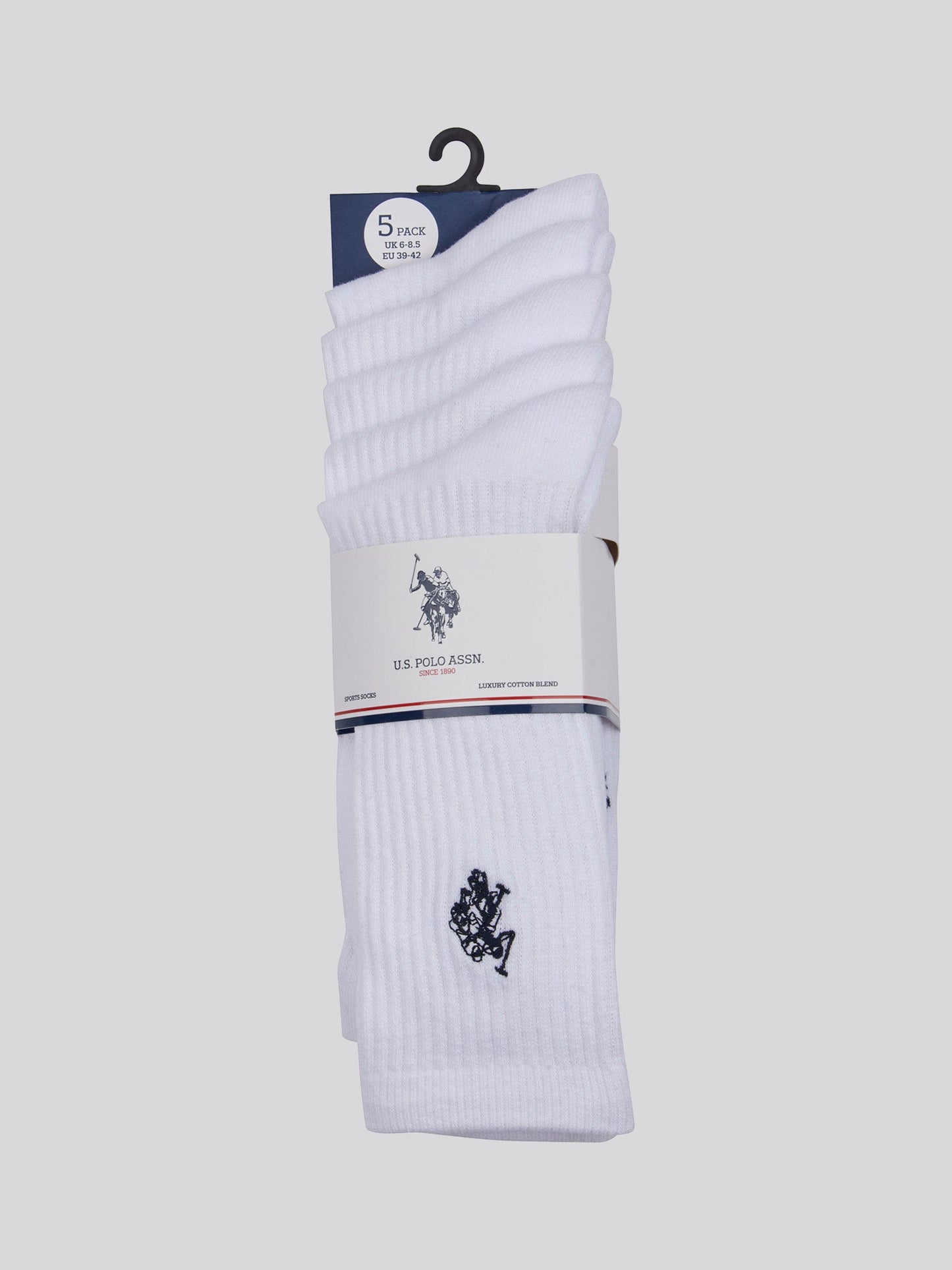 Mens Five Pack Classic Sports Socks in Bright White