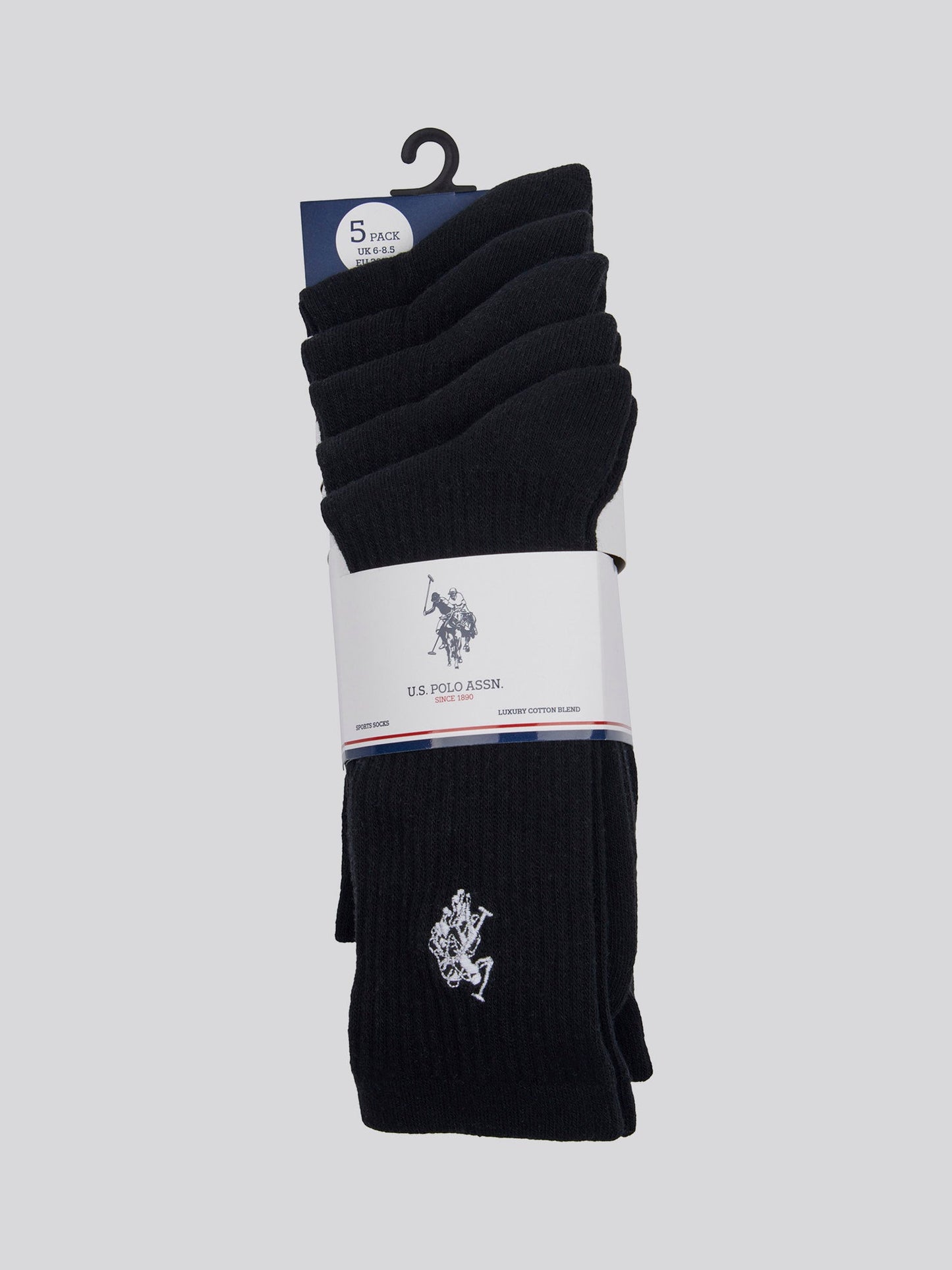 Mens Five Pack Classic Sports Socks in Black