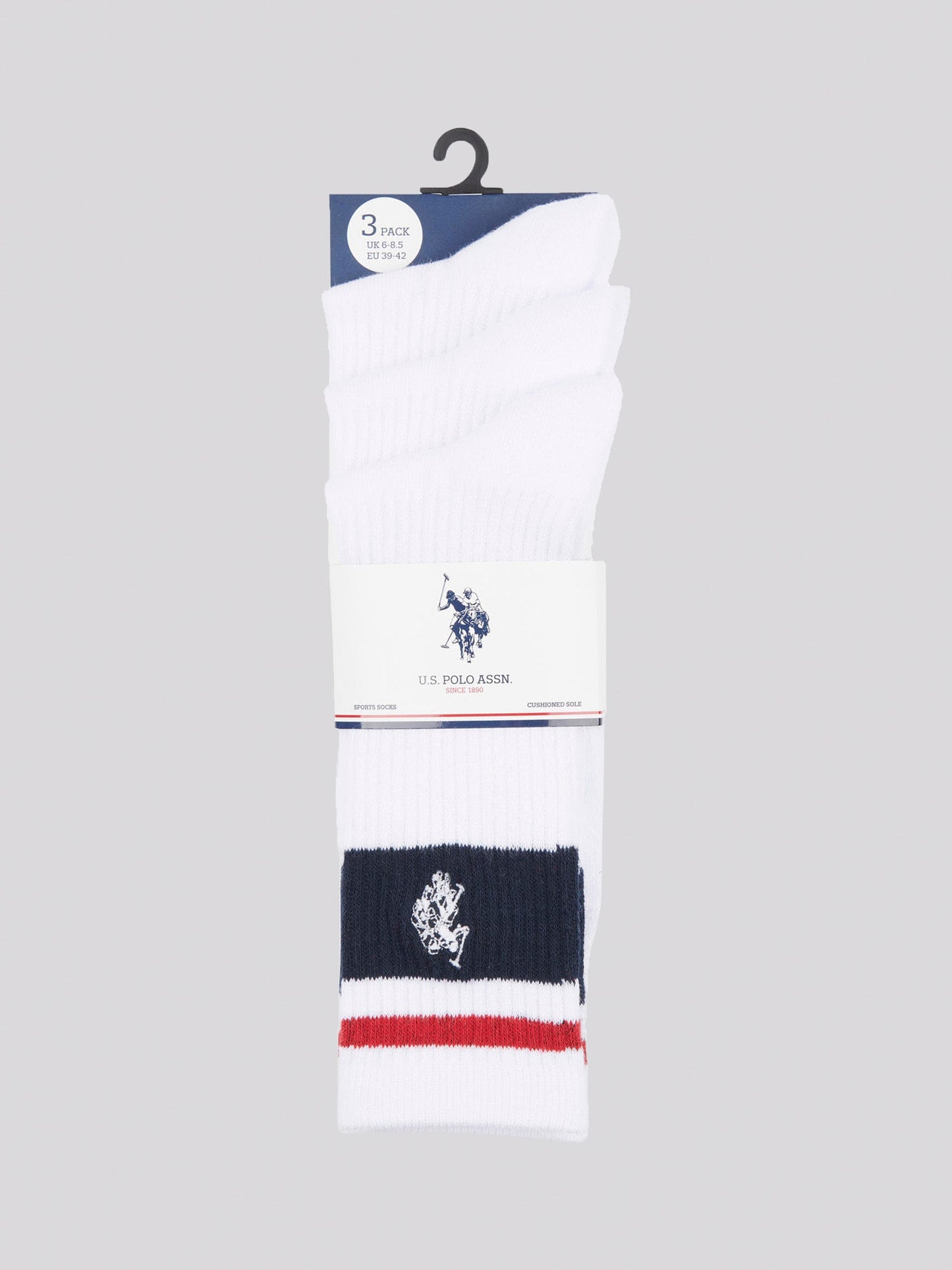 Mens 3 Pack Brand Stripe Socks Bright White