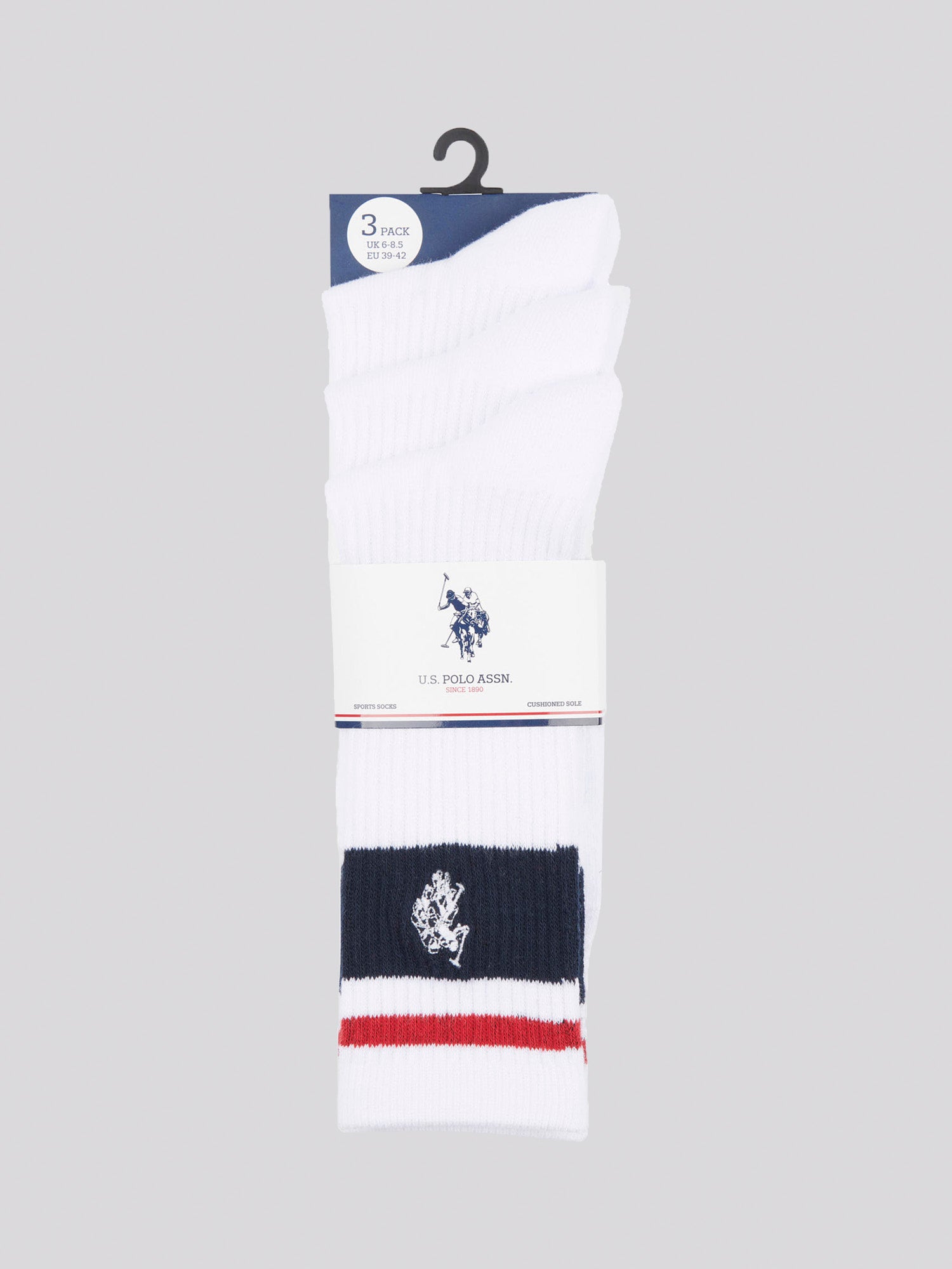 Mens 3 Pack Brand Stripe Socks Bright White