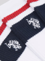 Mens 3 Pack Brand Stripe Socks Bright White