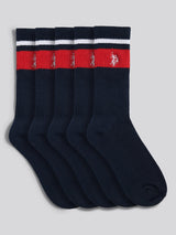 Mens 3 Pack Brand Stripe Socks Dark Sapphire Navy
