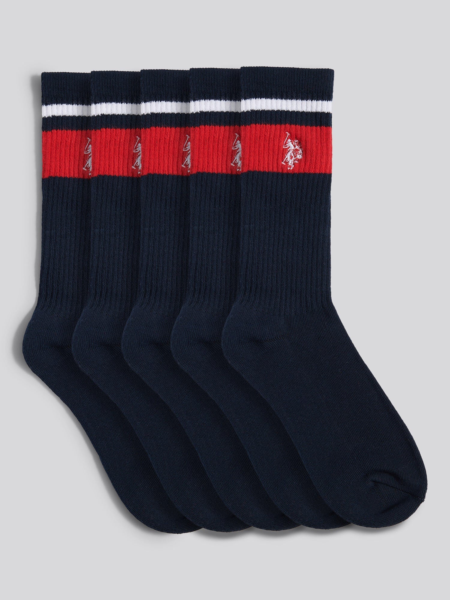 Mens 3 Pack Brand Stripe Socks Dark Sapphire Navy