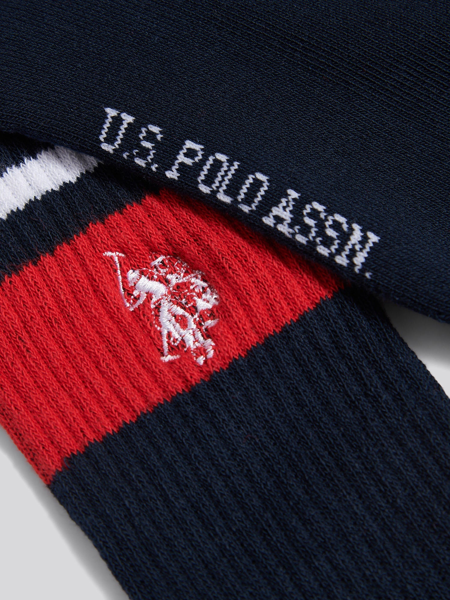 Mens 3 Pack Brand Stripe Socks Dark Sapphire Navy
