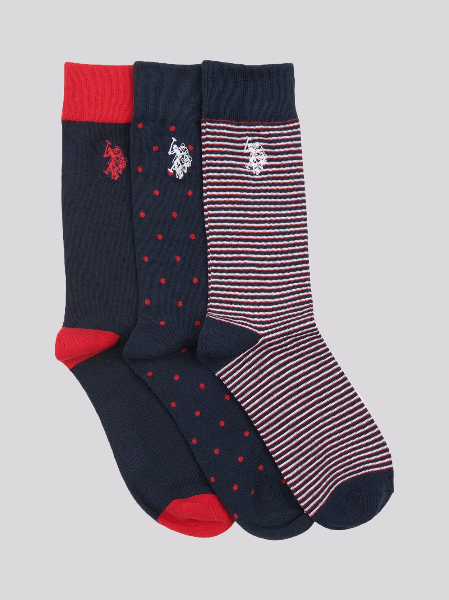 Mens Three Pack Branded Smart Socks in Dark Sapphire Navy