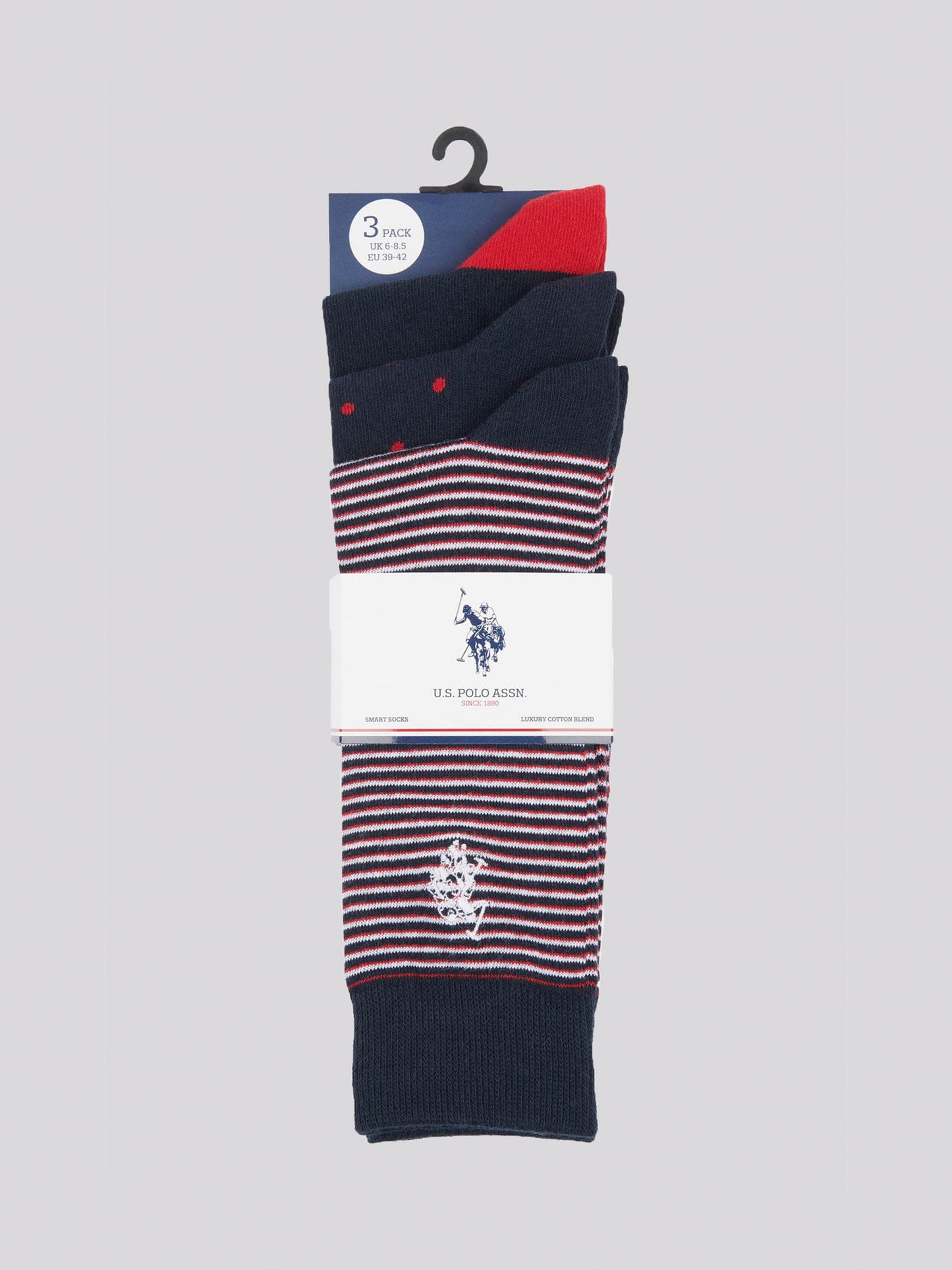 Mens Three Pack Branded Smart Socks in Dark Sapphire Navy