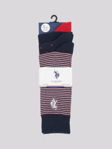 Mens Three Pack Branded Smart Socks in Dark Sapphire Navy