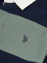 Mens Textured Stripe Rugby in Dark Sapphire Navy