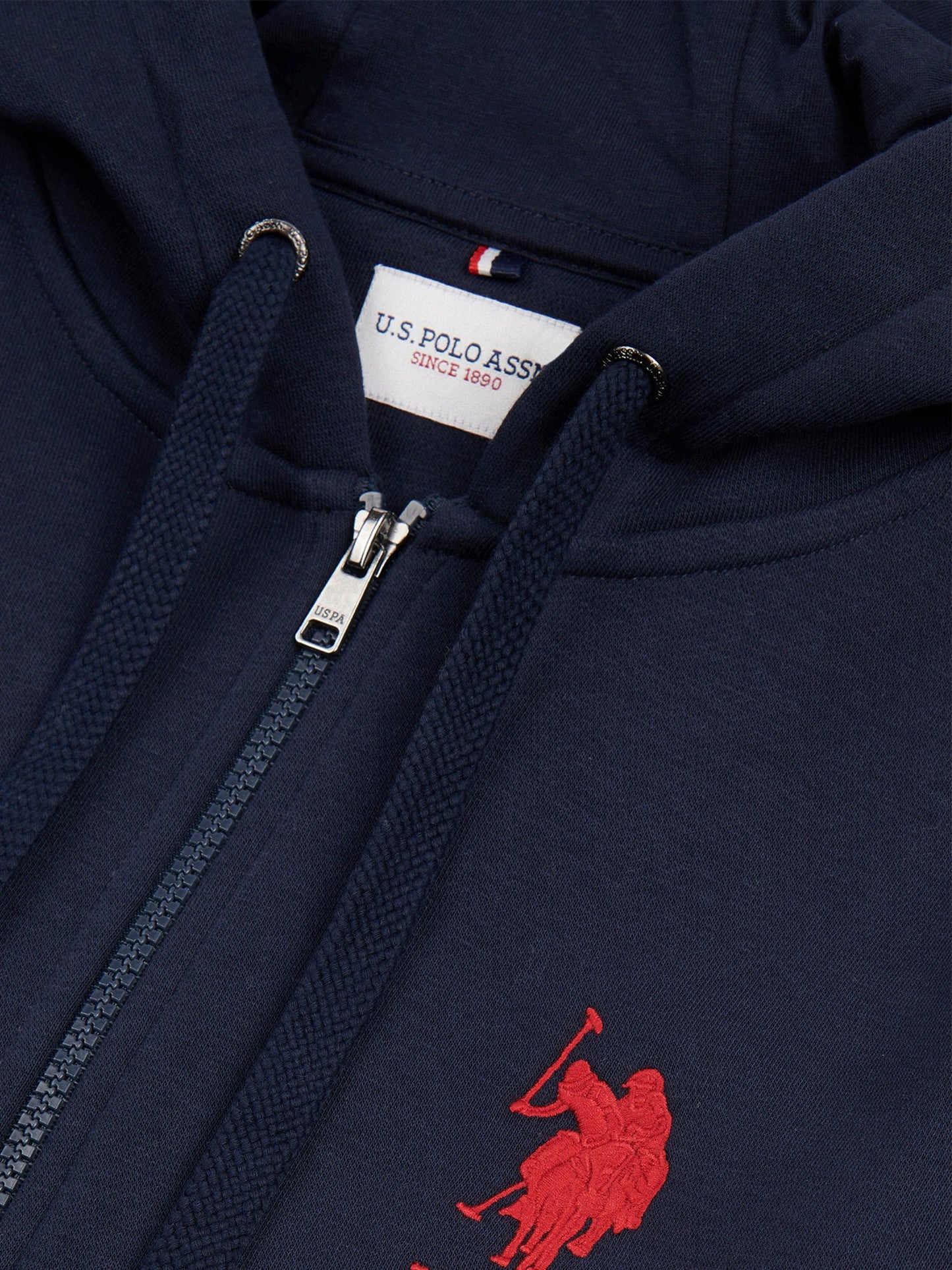 Mens Classic Fit Player 3 Zip Hoodie in Dark Sapphire Navy / Haute Red DHM