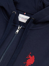 Mens Classic Fit Player 3 Zip Hoodie in Dark Sapphire Navy / Haute Red DHM