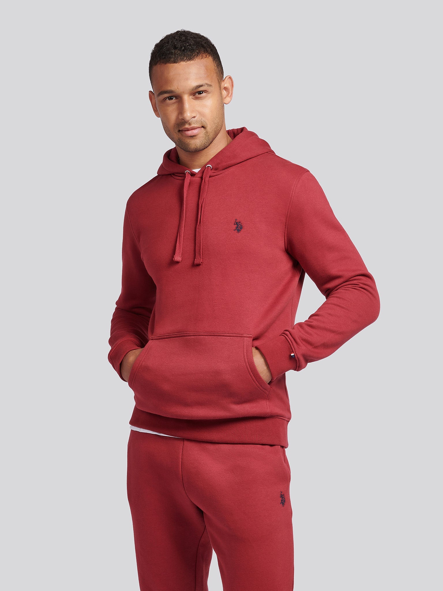 Mens Double Horsemen Hoodie in Tibetan Red
