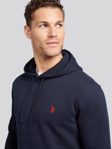 Mens Double Horsemen Hoodie in Dark Sapphire Navy / Haute Red DHM