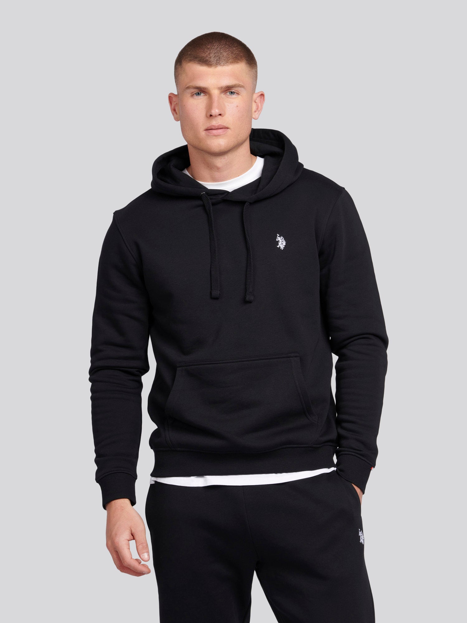 Mens Double Horsemen Hoodie in Black Bright White DHM