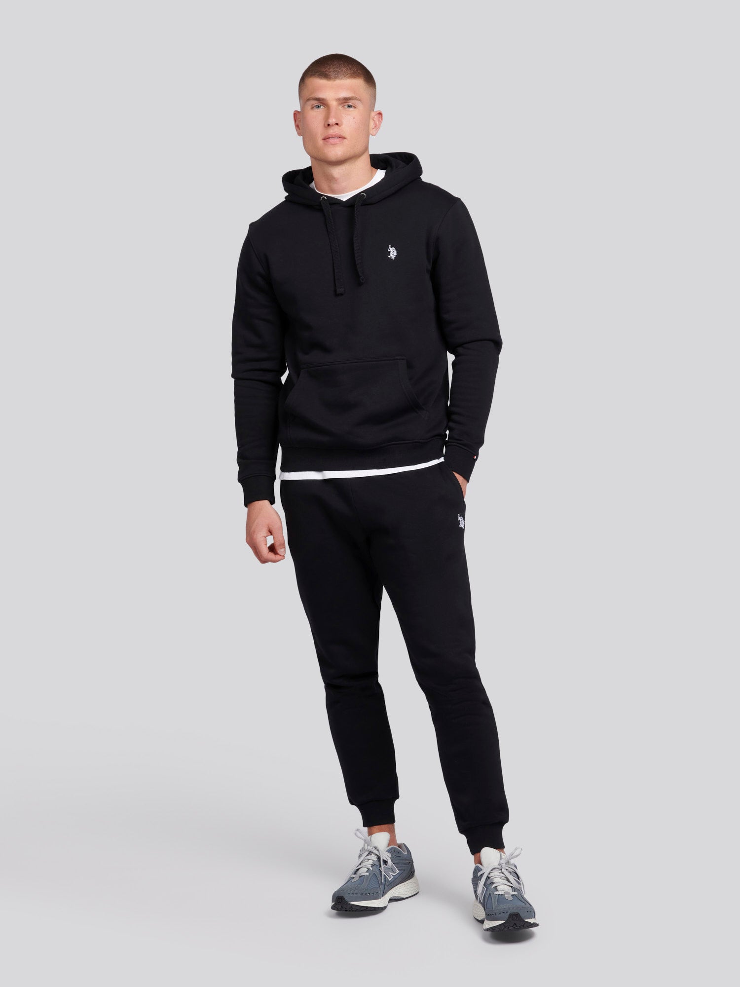 Mens Double Horsemen Hoodie in Black Bright White DHM