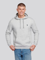 Mens Double Horsemen Hoodie in Mid Grey Marl