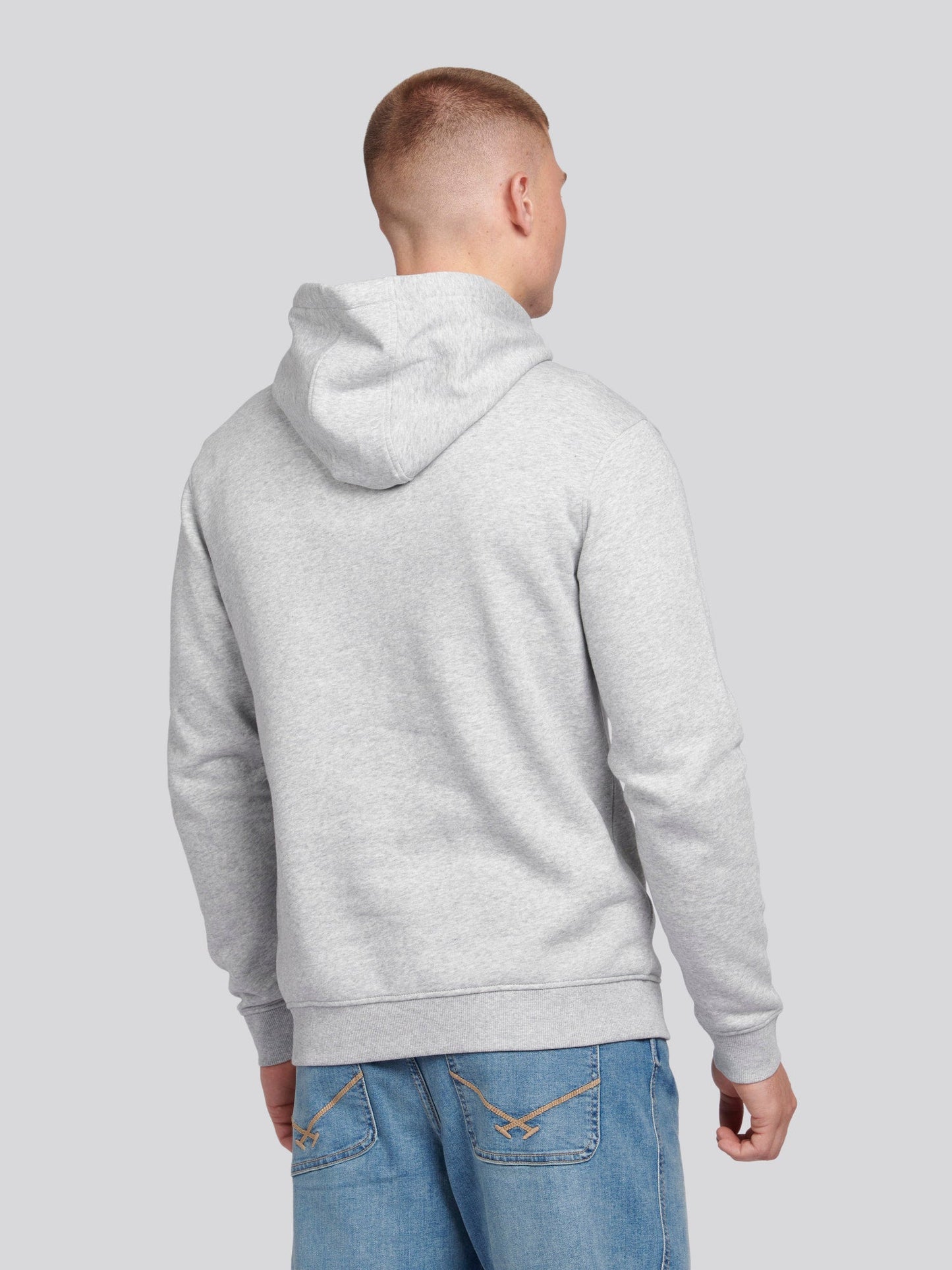 Mens Double Horsemen Hoodie in Mid Grey Marl