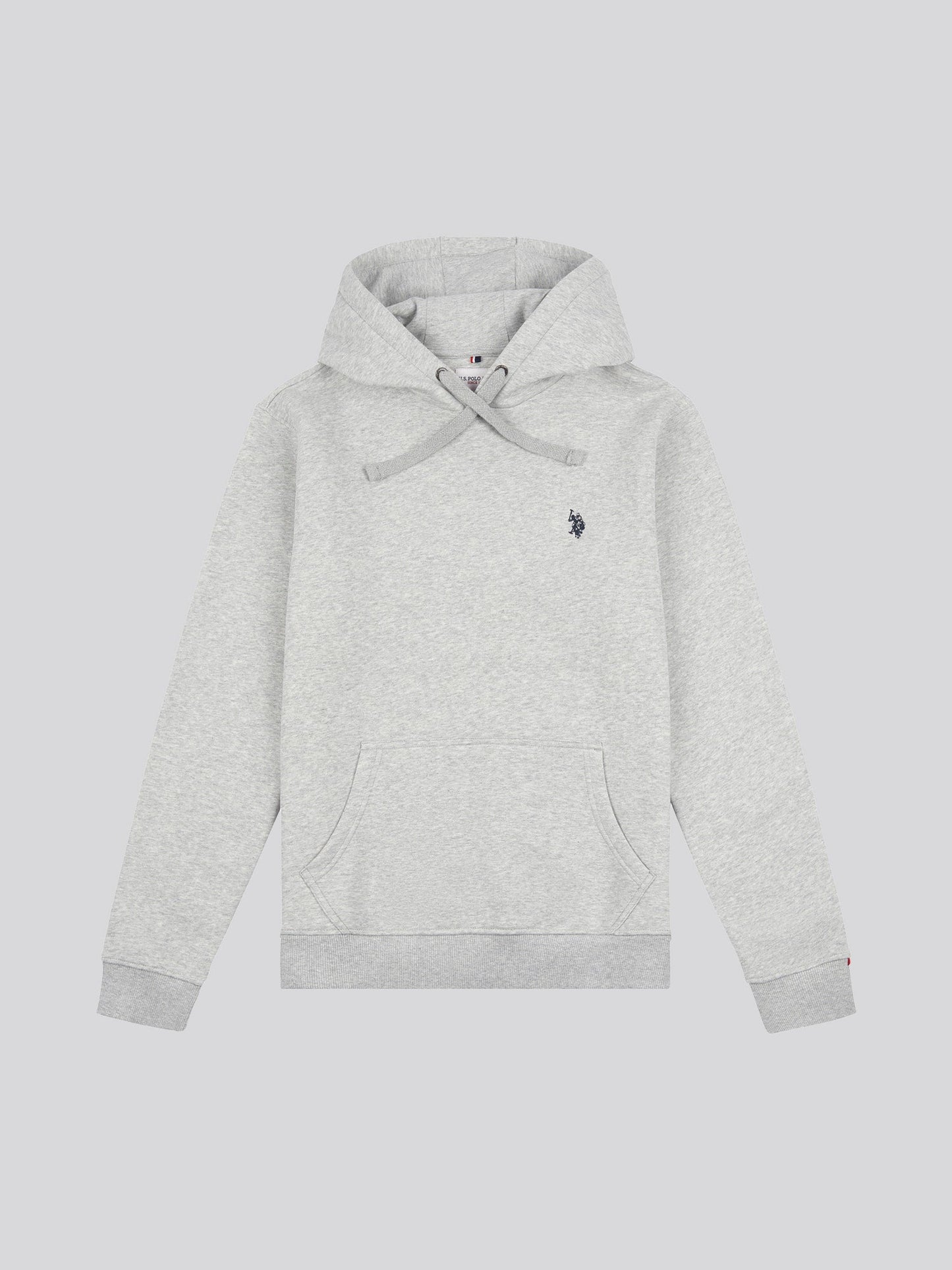 Mens Double Horsemen Hoodie in Mid Grey Marl