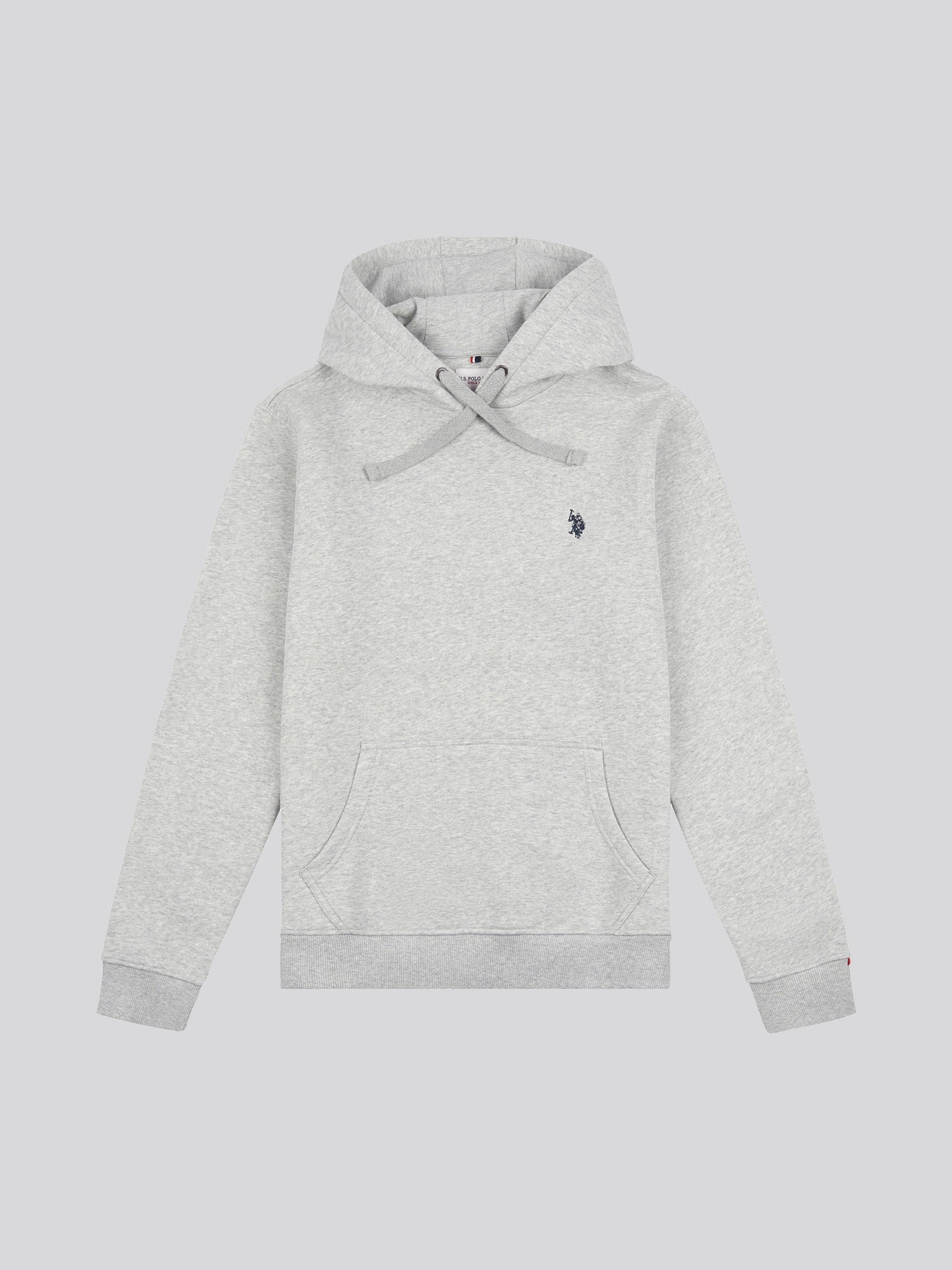 Mens Double Horsemen Hoodie in Mid Grey Marl